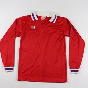 80s New Patrick Mens Small Soccer Jersey Red L/S